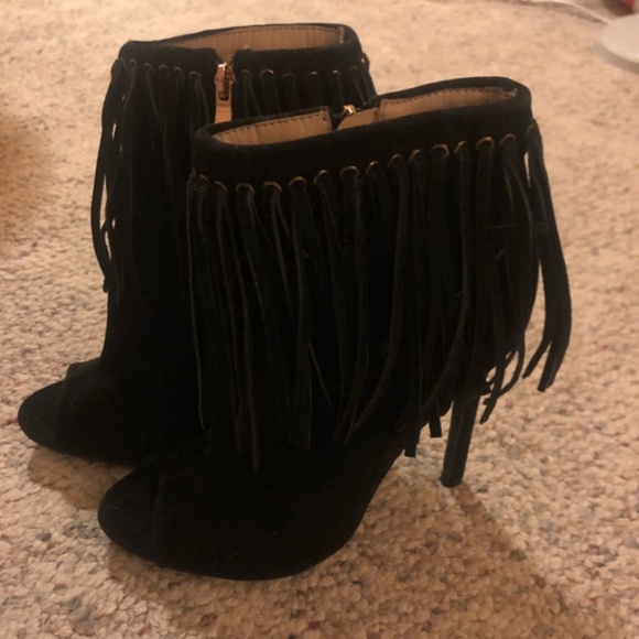Grommet Girl Fringe Peep Toe Booties - Picture 2 of 4